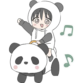 🐼 Panda, Mignon, Animal, Kawaii, Chibi, Dessin animé, Illustration telegram sticker