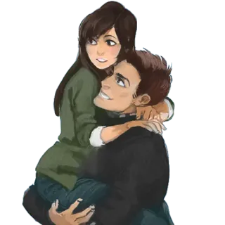 🖤 couple, amour, romance, dessin animé, à dos, mignon, affection telegram sticker