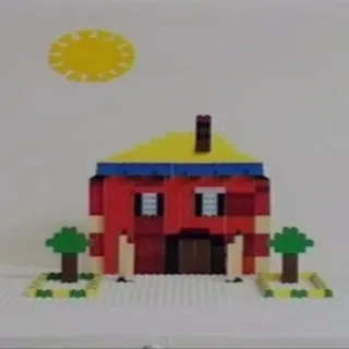 💙 Haus, Pixelkunst, Lego, Sonne, Bäume, Gebäude telegram sticker