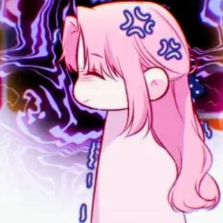 🎟 zły, anime, różowe włosy, kreskówka, słodki, naklejka telegram sticker