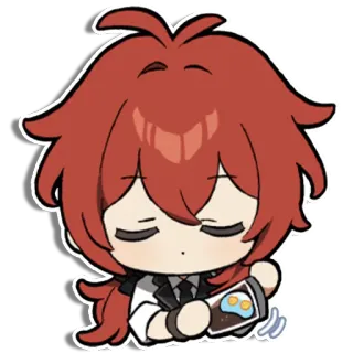 😌 Diluc Genshin Impact diluc, genshin impact, anime, videospiel, charakter whatsapp sticker