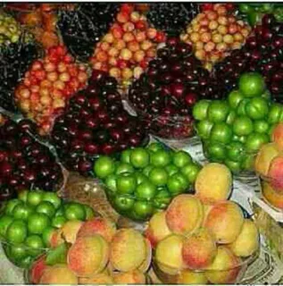 😋 fruit, cherries, plums, peaches, food telegram sticker