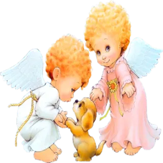 🐩 anjos, filhote, cachorro, desenho animado, saudável, fofo telegram sticker