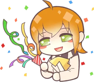🎁 festa, party, coriandoli, anime, personaggio, felice, carino telegram sticker
