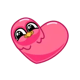 💞 pássaro, coração, fofo, rosa, amor, desenho animado whatsapp sticker