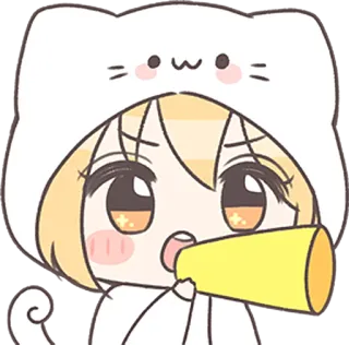 📢 аниме девушка, милая, мегафон, кричит, орёт, каваий whatsapp sticker