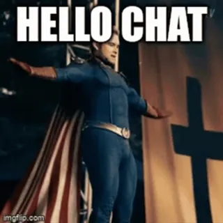 🎈 Homelander The Boys HELLO CHAT super-herói, The Boys, vilão, patriótico, série de TV telegram sticker