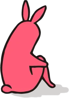 😰 Hase, rosa, sitzend, Cartoon, Tier, Kaninchen, einsam whatsapp sticker