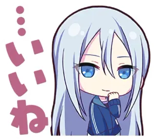 🙂 いいね Аниме, Чиби, Милый, Девушка, Наклейка whatsapp sticker