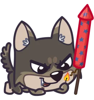 😏 cachorro, desenho animado, fogo de artifício, foguete, animal, adesivo, diversão, celebração telegram sticker