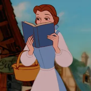 🥀 Belle Beauty and the Beast Belle, Disney, Beauty and the Beast, princess, book, reading telegram sticker