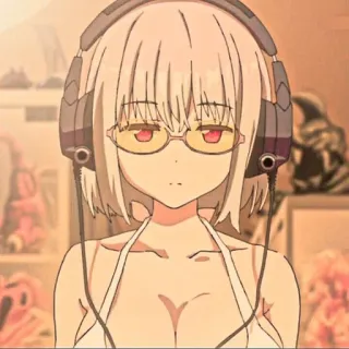 😑 Anime, Chica, Auriculares, Personaje, Gafas telegram sticker
