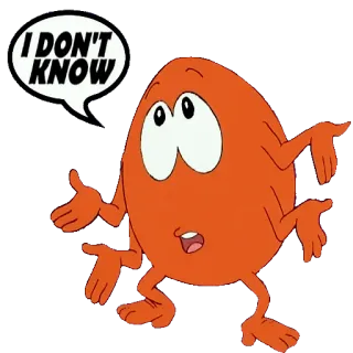 👐 I DON'T KNOW cartoon, question, confused, orange, character whatsapp sticker