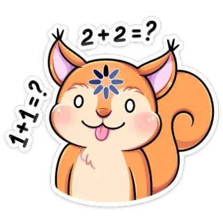 🤔 2+2=?
1+1=? Eichhörnchen, Mathe, Cartoon, Frage, Aufkleber telegram sticker