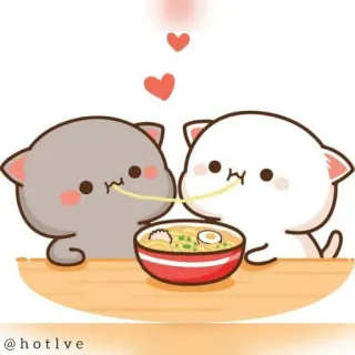 🍲 @hotlve cats, ramen, cute, cartoon, food, hearts telegram sticker