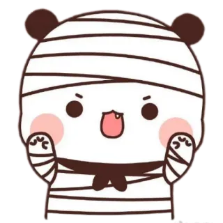 🐼 Панда, Мультфильм, Милый, Персонаж, Наклейка, Бинты, Мумия telegram sticker