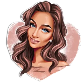 ❤️ mujer, retrato, dibujo animado, belleza, sonrisa, femenino, ilustración telegram sticker