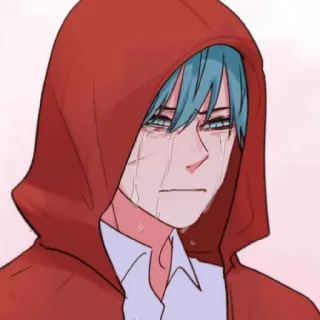 😄 Anime, Garçon, Triste, Sweat à capuche, Larmes, Pleurs, Émotionnel whatsapp sticker