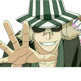 😈 Kisuke Urahara Bleach Anime, Manga, Hut, Lächeln, Charakter, Kisuke Urahara telegram sticker