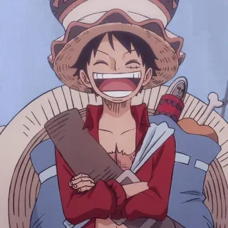 😂 Monkey D. Luffy One Piece animé, Monkey D. Luffy, One Piece, dessin animé, pirate, souriant, joyeux telegram sticker