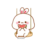 🍉 กระต่าย, แตงโม, น่ารัก, การ์ตูน, ขนม, กระต่าย whatsapp sticker