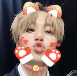 🍼 Selfi, Filtro, Mono, Orejas de gato, Cara, Persona whatsapp sticker