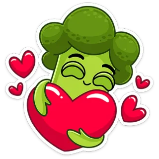 ❤️ 브로콜리, 채소, 사랑, 하트, 귀여운, 만화 telegram sticker