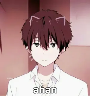 🙂 ahan อนิเมะ, หูแมว, น่ารัก, เด็กผู้ชาย, การ์ตูน, มังงะ telegram sticker