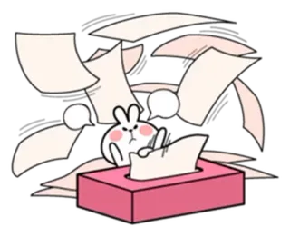 😕 rabbit, middle finger, offensive gesture, cartoon, annoyed, papers telegram sticker