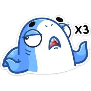 🤷‍♂️ X3 Tubarão, Desenho animado, Fofo, Animal telegram sticker