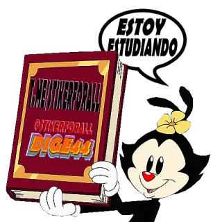 📙 Dot Warner Animaniacs ESTOY ESTUDIANDO cartoni animati, studiare, libro, Animaniacs, Dot Warner, istruzione whatsapp sticker