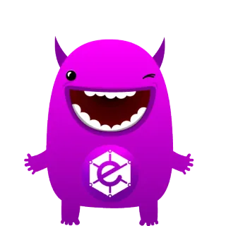😋 monstro, roxo, desenho animado, piscando, engraçado, fofo, mascote telegram sticker
