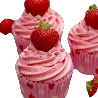🫥 cupcakes, strawberry, dessert, food, sweets, bakery, pink telegram sticker