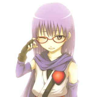 👤 Anime, Menina, Roxo, Óculos, Personagem whatsapp sticker