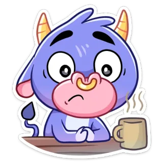 😟 dibujo animado, cabra, café, lindo, animal, pegatina telegram sticker