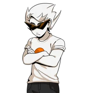 ☹️ Dirk Strider Homestuck dirk strider, homestuck, postać z kreskówki, anime, okulary przeciwsłoneczne, białe włosy telegram sticker