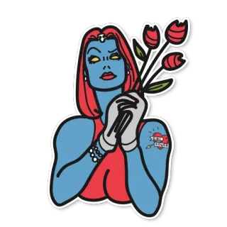 🌹 wanita, tato, mawar, ilustrasi, stiker, hati whatsapp sticker
