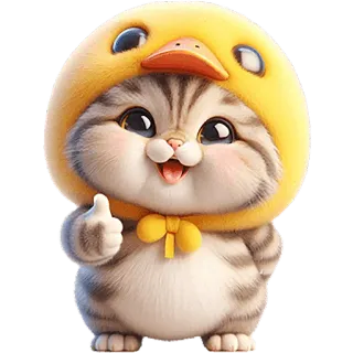 👍 cat, kitten, cute, duck, animal, thumbs up, kawaii whatsapp sticker