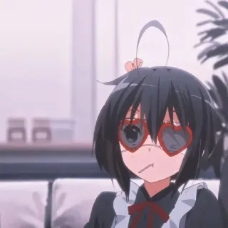 🙄 Rikka Takanashi Love, Chunibyo & Other Delusions anime, cartoon, girl, heart, cute, rikka takanashi, love chunibyo and other delusions telegram sticker