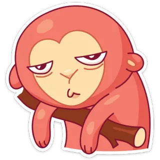 😞 małpa, zwierzę, słodki, naklejka, śpiący, znudzony whatsapp sticker