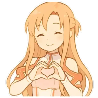 🫶 Asuna Yuuki Sword Art Online Аниме, Персонаж, Сердце, Каваий, Милый, Улыбающийся whatsapp sticker