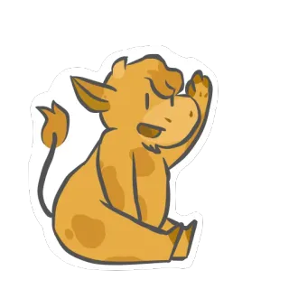 😃 Cartone animato, Mucca, Animale, Seduto, Carino telegram sticker