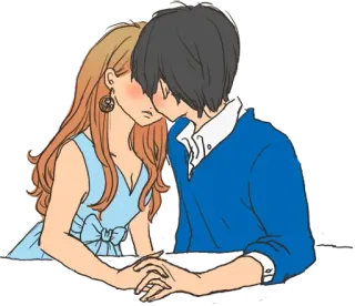 ❤️ 커플, 로맨스, 사랑, 키스, 만화, 애정, 일러스트 telegram sticker