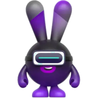 🥽 กระต่าย, สีม่วง, การ์ตูน, ตัวละคร, VR, น่ารัก telegram sticker
