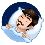 🥱 sleep, man, pillow, night, mustache, bed telegram sticker