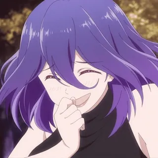 😂 アニメ, 女の子, 紫髪, 笑顔 whatsapp sticker