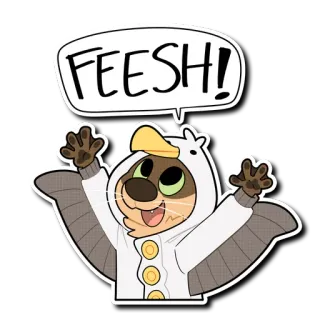 🐟 FEESH! cartoon, animal, cute, cheerful, wings telegram sticker