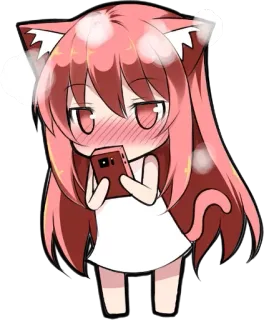 😀 Аниме, Каваи, Девушка-кошка, Манга, Милый, Чиби telegram sticker