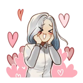 ❤️ sticker, animé, mignon, coeurs, fille, dessin animé telegram sticker