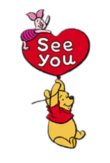 👋 Winnie the Pooh See You Winnie the Pooh, Piglet, heart, cartoon, friendship, greeting telegram sticker
